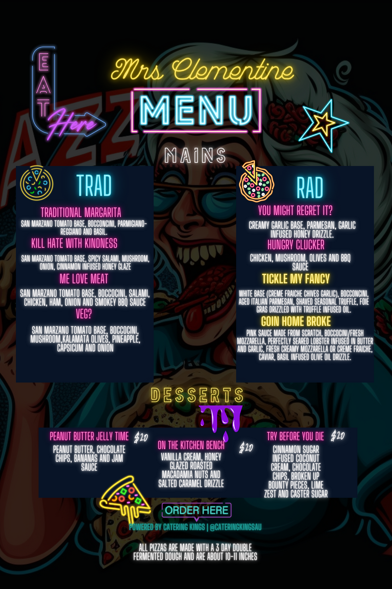 Mrs Clementines Pizza Catering (Per Person) Catering Kings