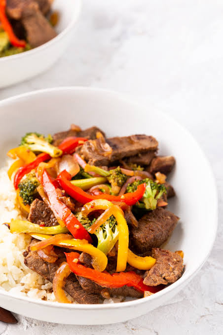 Beef Stir Fry with Rice (15 Serves)